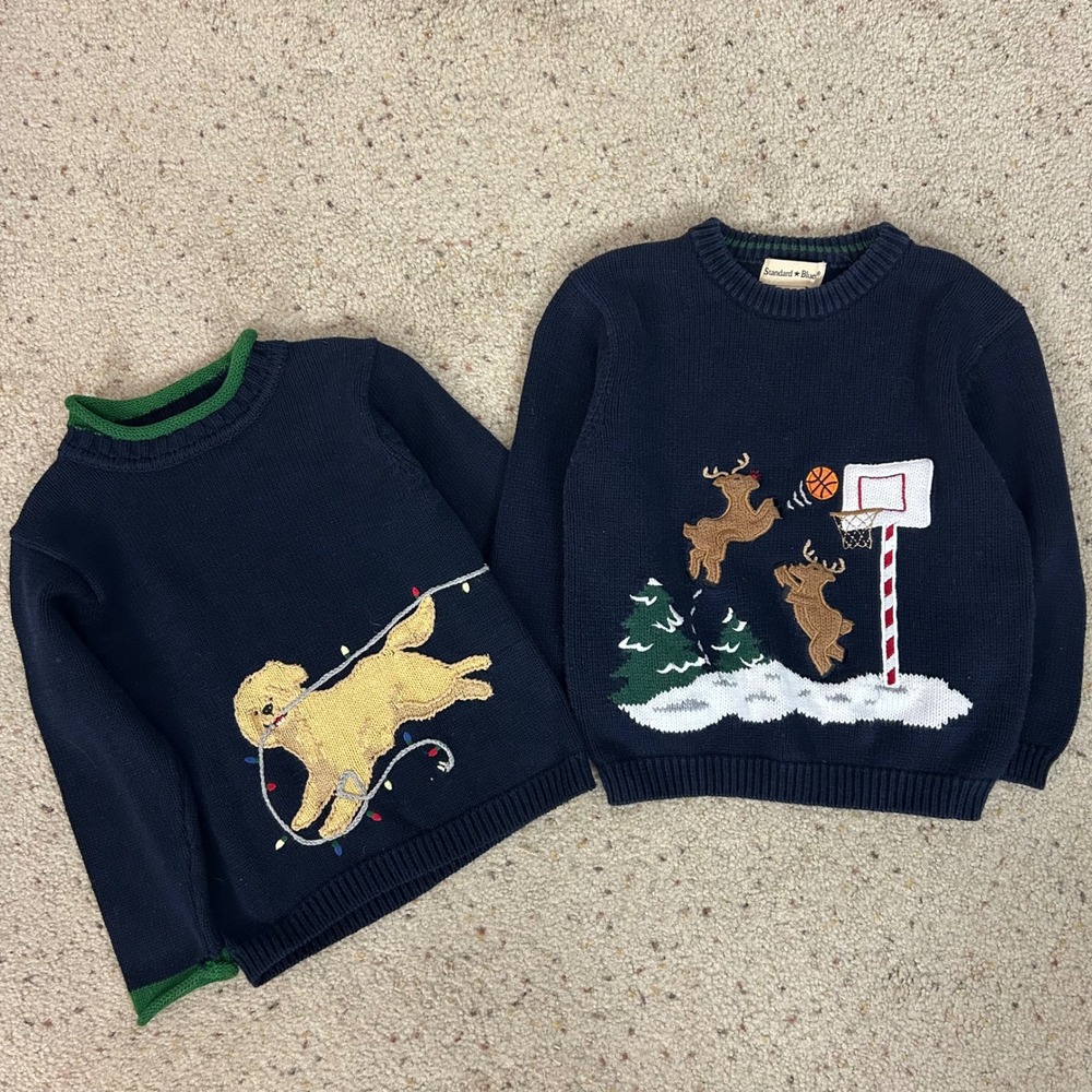 Kids Holiday Sweater Lot Boys Size 5 Reindeer Dog Christmas Holiday Festive